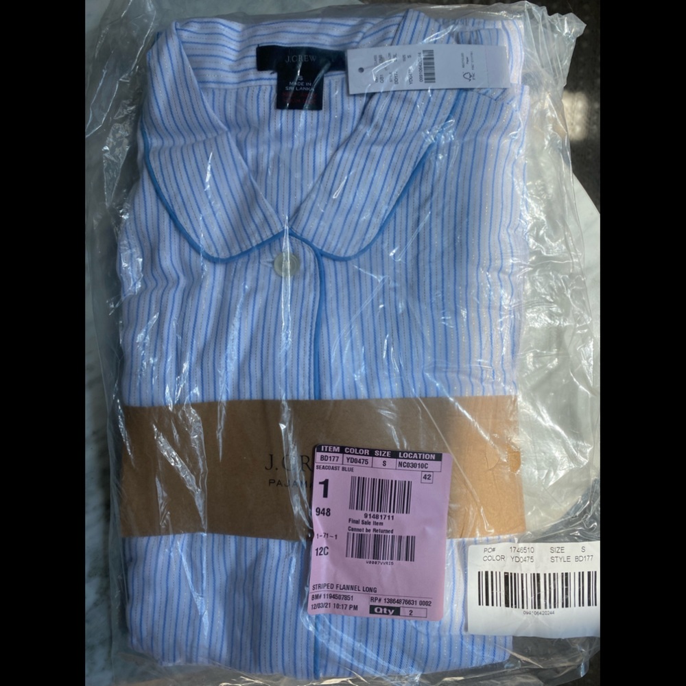 Jcrew flannel long sleeve pajama set NWT